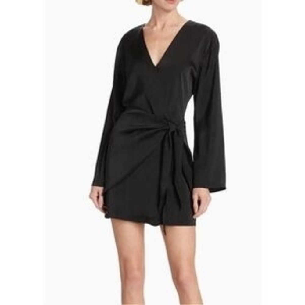 Anthro Wayf Faux Wrap Mini Black Dress